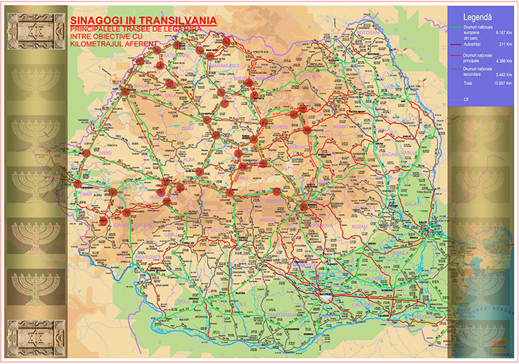 Principalele trasee de legătură între obiective cu kilometrajul aferent